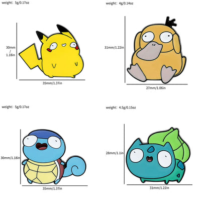 Kawaii Anime Enamel Pins Cute Psyduck Pikachu Charmander Brooch Metal Badge for Kids Hat Pins Accessories Gifts