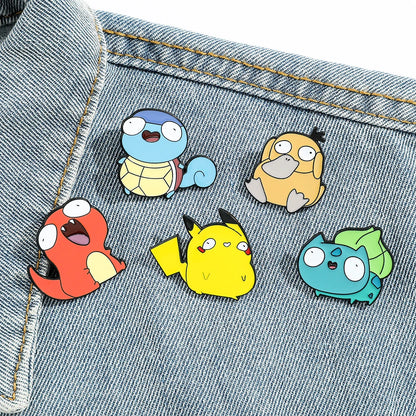 Kawaii Anime Enamel Pins Cute Psyduck Pikachu Charmander Brooch Metal Badge for Kids Hat Pins Accessories Gifts