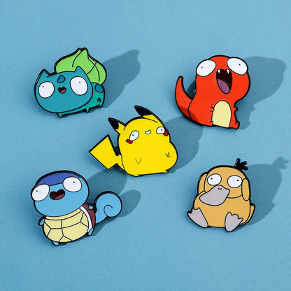 Kawaii Anime Enamel Pins Cute Psyduck Pikachu Charmander Brooch Metal Badge for Kids Hat Pins Accessories Gifts